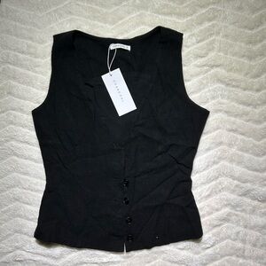 Charcoal black button up vest